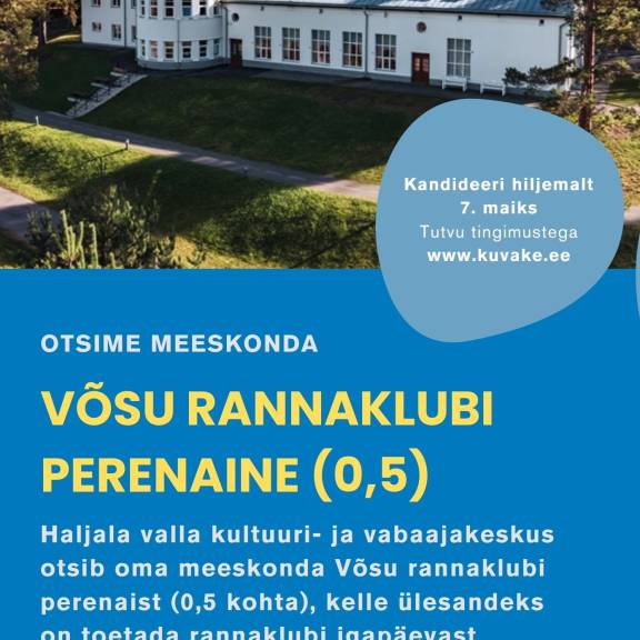 Otsime meeskonda: Võsu rannaklubi perenaine (0,5 kohta)
