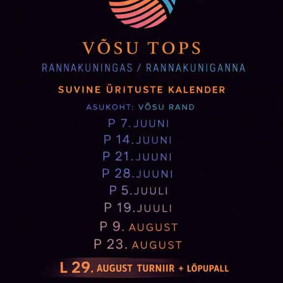 Võsu rand 2026 - Rannavõrkpalli kava